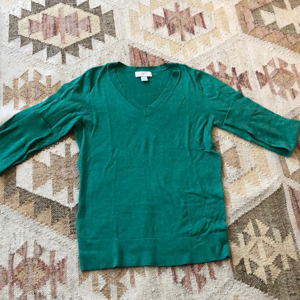 LOFT sweater| green long-sleeve light sweater | Size S